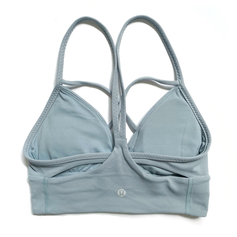 Lululemon blue cast lace up v-neck y racerback cut out expand your limits bra - Picture 2 of 7